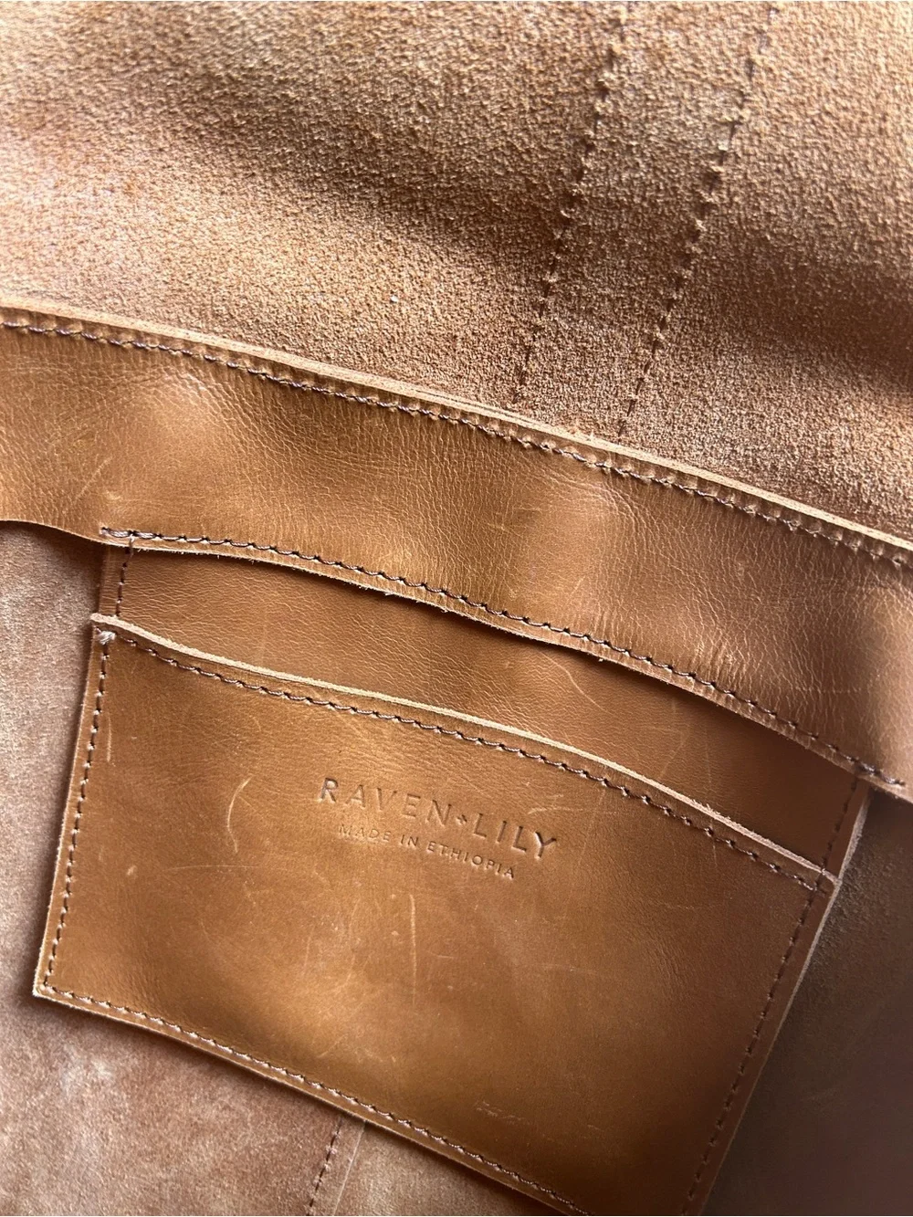 Raven + Lily Warm Caramel Leather Tote